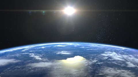 Earth from space. The camera flies away from the Earth. Stars twinkle. 4K Stock Footage 109060923