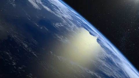 Earth from space. The camera flies away from the Earth. Stars twinkle. The Stock Footage 109060966