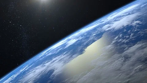 Earth from space. The camera flies away from the Earth. The horizon is turned to 스톡 동영상 111914965