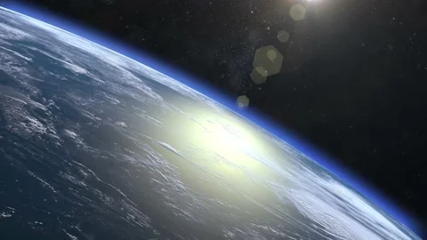 Earth from space. The camera flies away from the Earth. Stars twinkle. No sun in Stock Footage 155649600