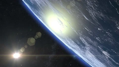 Earth from space. The camera flies away from the Earth. Stars twinkle. 4K Stock Footage 155649654