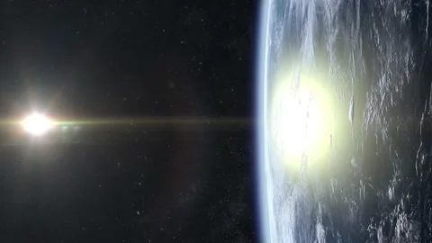 Earth from space. The camera flies away from the Earth. Stars twinkle. Earth Stock Footage 155938631