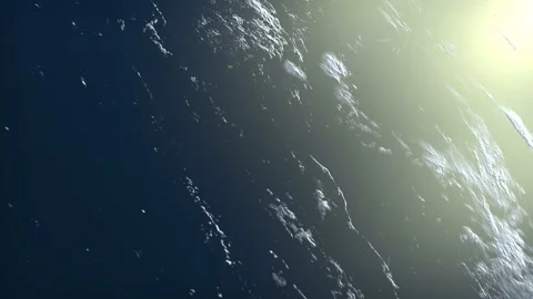 Earth from space. The camera flies away from the Earth. Stars twinkle. Flight Stock Footage 156711503
