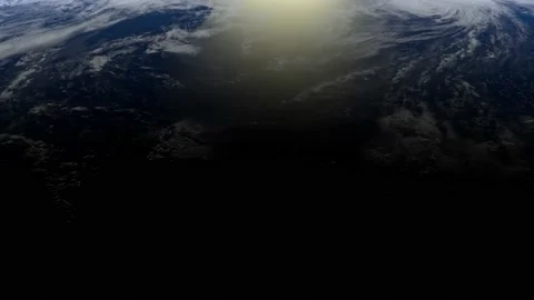 Earth from space. The camera moves forward. Sunrise. The earth slowly rotates Stock Footage 137918052