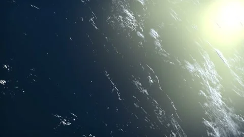 Earth from space. The camera moves forward. Stars twinkle. Flight over the ocean Stock Footage 159440898