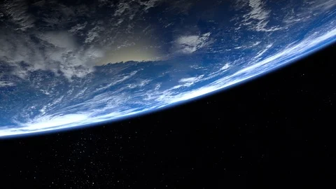 Earth from space. The camera rotates to the right and flies away from the Earth Stock Footage 108275252