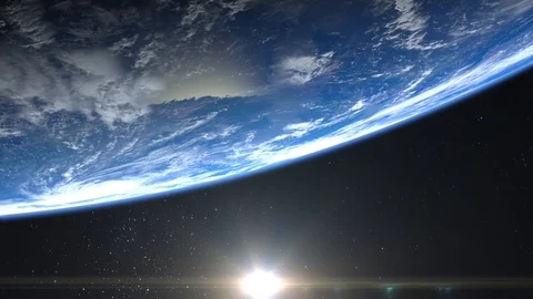 Earth from space. The camera rotates to the right and flies away from the Earth Stock Footage 108275284