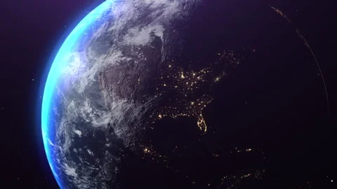 Earth From Space, city ​​lighting, Slowly spinning V5 Stock Footage