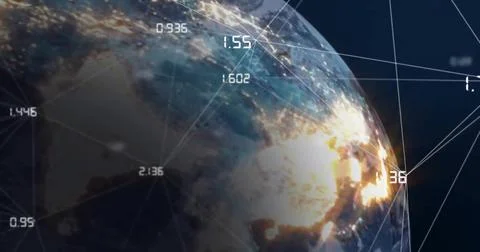 Earth from space with digital data points and network connections in image Stock Illustration