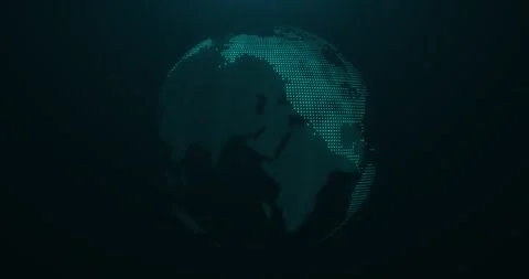 Earth in space, digital globe rotation, dot and particle abstract hologram Stock Footage 243884523