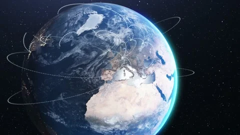 Earth in space digital infrastructure internet connections around the globe. Video stock 138167061