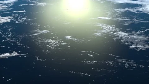 Earth from space. Flying forward over the ocean. Realistic atmosphere. Stars Stock Footage 160362978