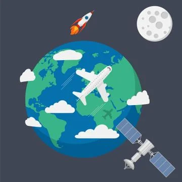 Earth in space isolated on background. Vector illustration. Stock Illustration
