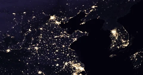 Earth from space at night: eastern China. Stock Footage 82548195