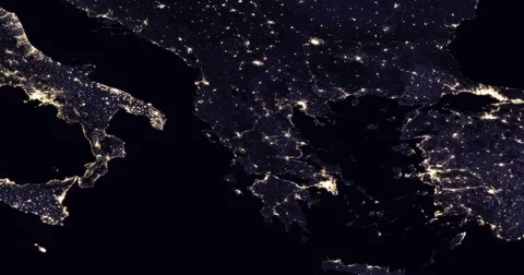 Earth from space at night: the eastern Mediterranean region. Stock Footage 82618729