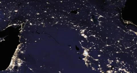 The Earth from space at night. Elements of this image furnished by NASA Th... Stockfoto's