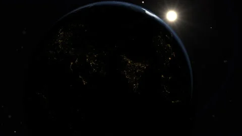 Earth from the space at night light Stock Footage 232674228