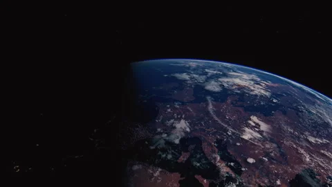 Earth from space. Planet rotating with day and night with city lights Stock Footage 319380273