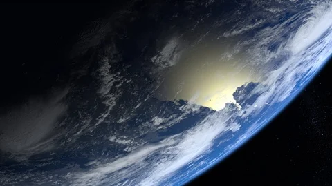 Earth from space. The planet on the screen is at the top. Stars twinkle. The 스톡 동영상 106351908