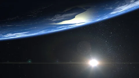 Earth from space. The planet on the screen is at the top. Stars twinkle. 4K. The Stock Footage 106722779