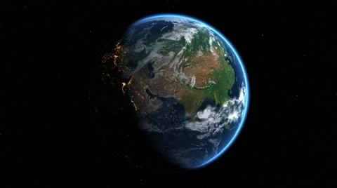 Earth from Space spinning, rotating. Day and Night over Asia. Timelapse. Loop. Stock Footage