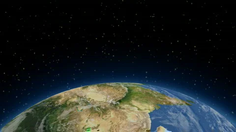Earth from space, spins towards camera Stock Footage 607950