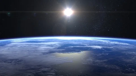 Earth from space. Stars twinkle. 4K. Sun... | Stock Video | Pond5