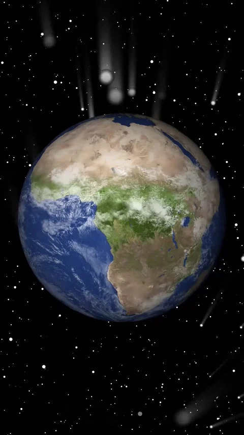 Earth in Space with Streaking Comets and Stars planet cosmos.Planet Earth i.. Stock Footage 337459536