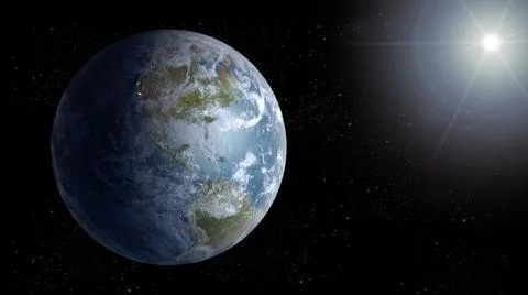 Earth from Space with Sun in Background Foto stock