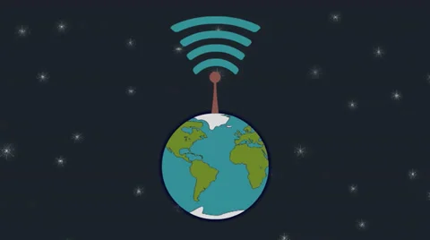 Earth from space with wifi column Stock Footage 35916637