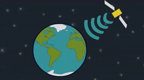 Earth from space with wifi sputnik Stock Footage 35916634