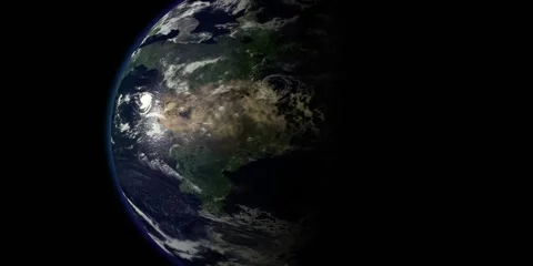 Earth Spaceship Flyby Stock Footage 136587516
