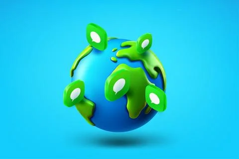 The Earth with speech bubbles. 3d vector concept Stock Illustration