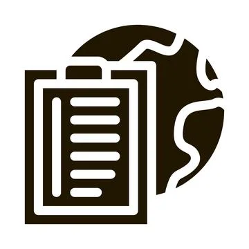 Earth sphere and task paper list on clipboard icon Vector Glyph Illustration 스톡 일러스트