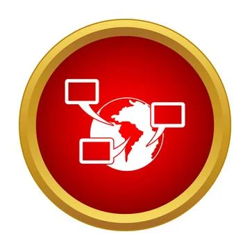 Earth sphere communicating global messages with speech bubbles Stock Illustration