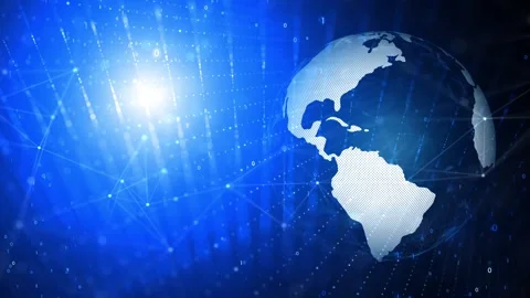Earth sphere digital cyberspace network data animation Stock Footage 337514296