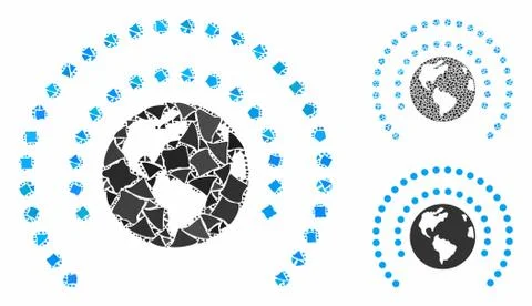 Earth sphere shield Composition Icon of Raggy Elements Stock Illustration