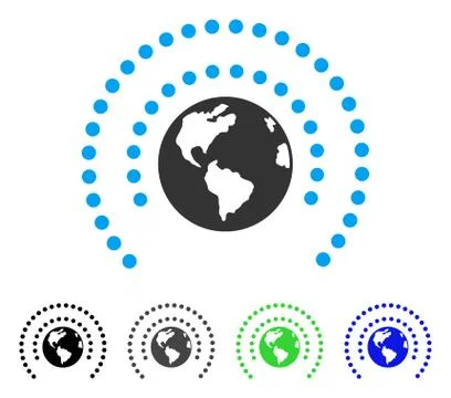 Earth Sphere Shield Flat Icon Stock Illustration