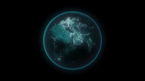Earth spining loop hologram flicker glow effect overlay background Stock Footage 322757762
