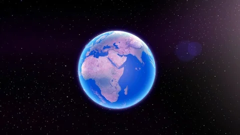 Earth spinning fast with sun reflection Stock Footage 102534806