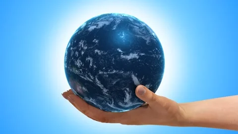 Earth spinning On a Hand Stock Footage 249614450