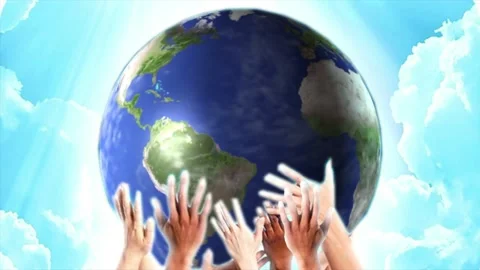 The earth is spinning in human hands Stock Footage 166824310