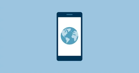 Earth spinning in a smartphone Stock Footage 118090797