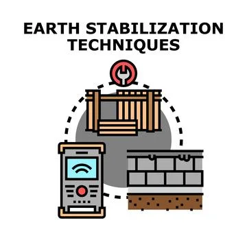 Earth stabilization techniques engineering construction building process 库存插图