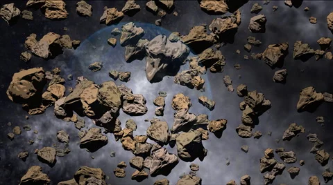 Earth in a stream of meteorites Stock Footage 45621219