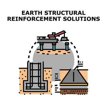 Earth structural reinforcement solutions engineering concept Stock Illustration