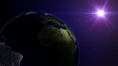 Earth with sun animation - Motion video background loop HD Stock Footage 66482619