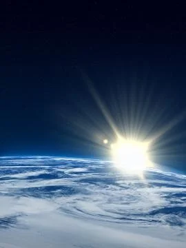 Earth with Sun Flare Stock Illustration