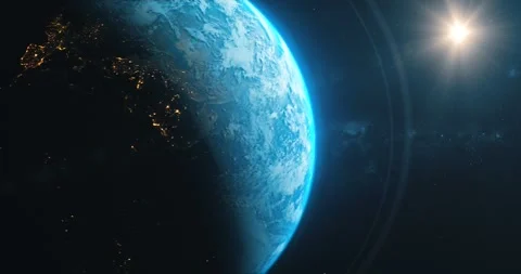 Earth with sun 스톡 동영상 318245402