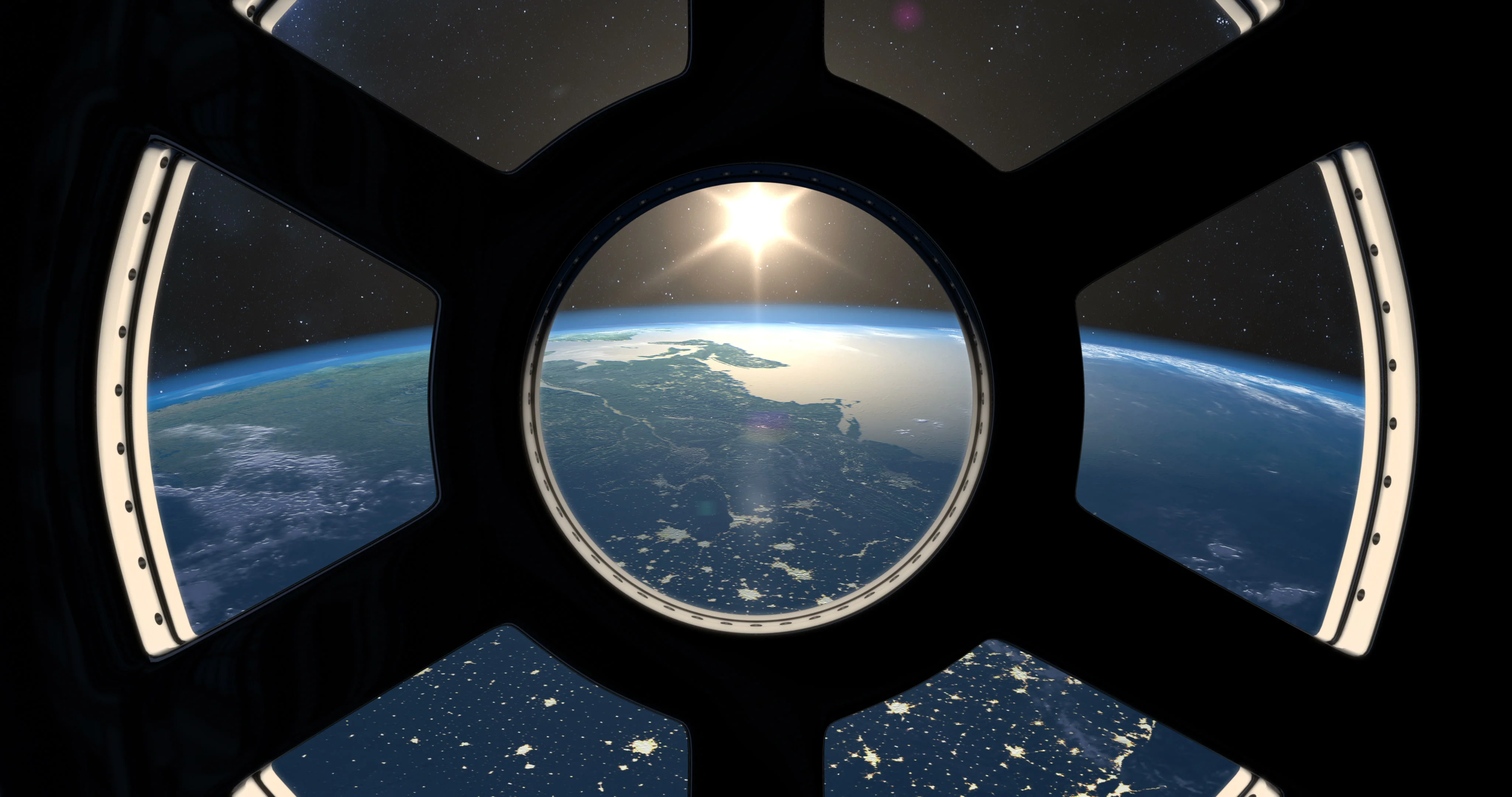 the sunrises from space station